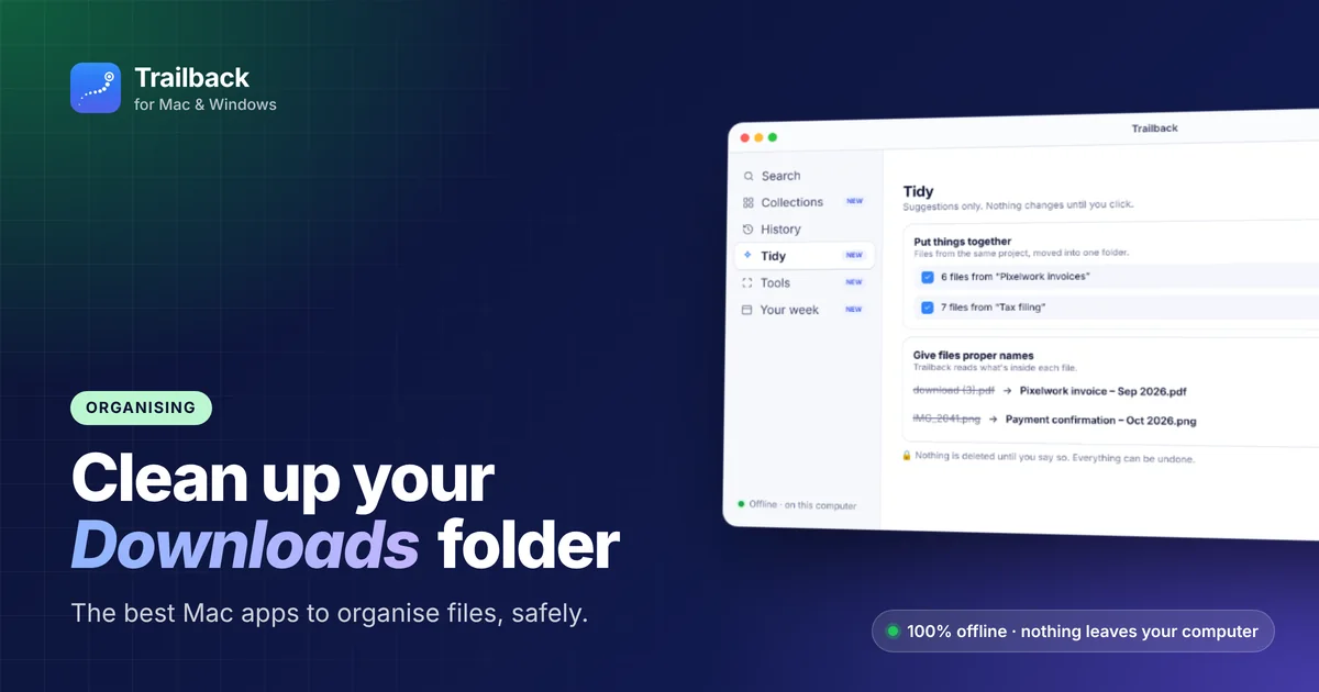 Organising files and cleaning up the Downloads folder on a Mac