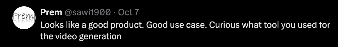 Prem (@sawi1900) on X: Looks like a good product. Good use case. Curious what tool you used for the video generation